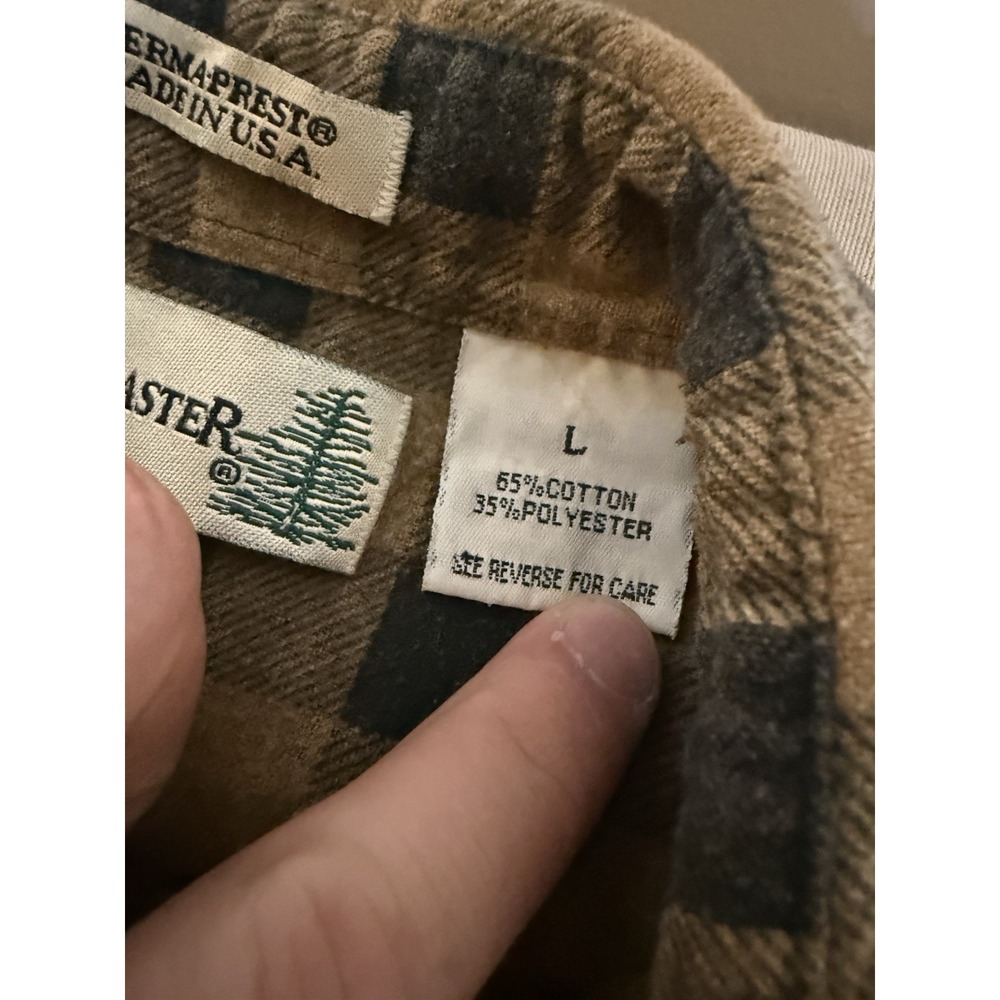 VINTAGE Fieldmaster Flannel Shirt Adult Large Buffalo Check Plaid Made In USA - Picture 7 of 14